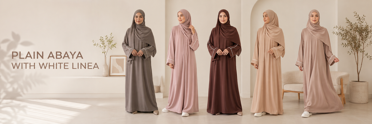 PLAIN ABAYA WITH WHITE LINEA