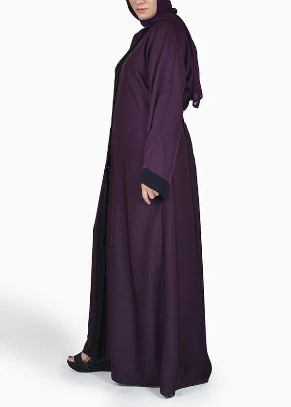 Dual Colour Plain Kimonoh Abayah -  PURPLE