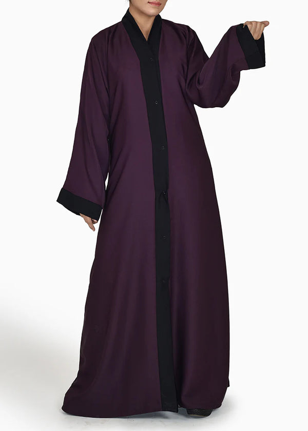 Dual Colour Plain Kimonoh Abayah -  PURPLE