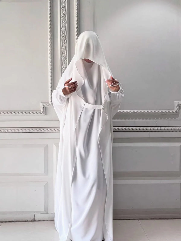 Saudi Classic Jilbab – Wool Peach-WHITE