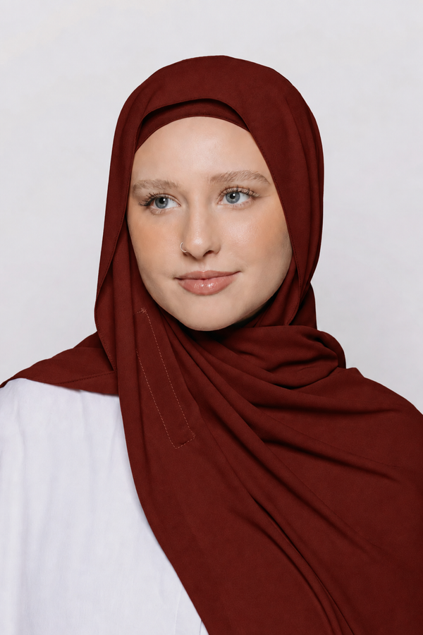 Built-in Magnet Hijab - Cheery Wood