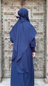 Soft Nida Snowy Abaya (Comfy Luxe)- Navy Blue