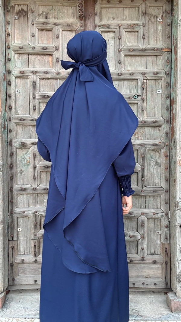 Soft Nida Snowy Abaya (Comfy Luxe)- Navy Blue