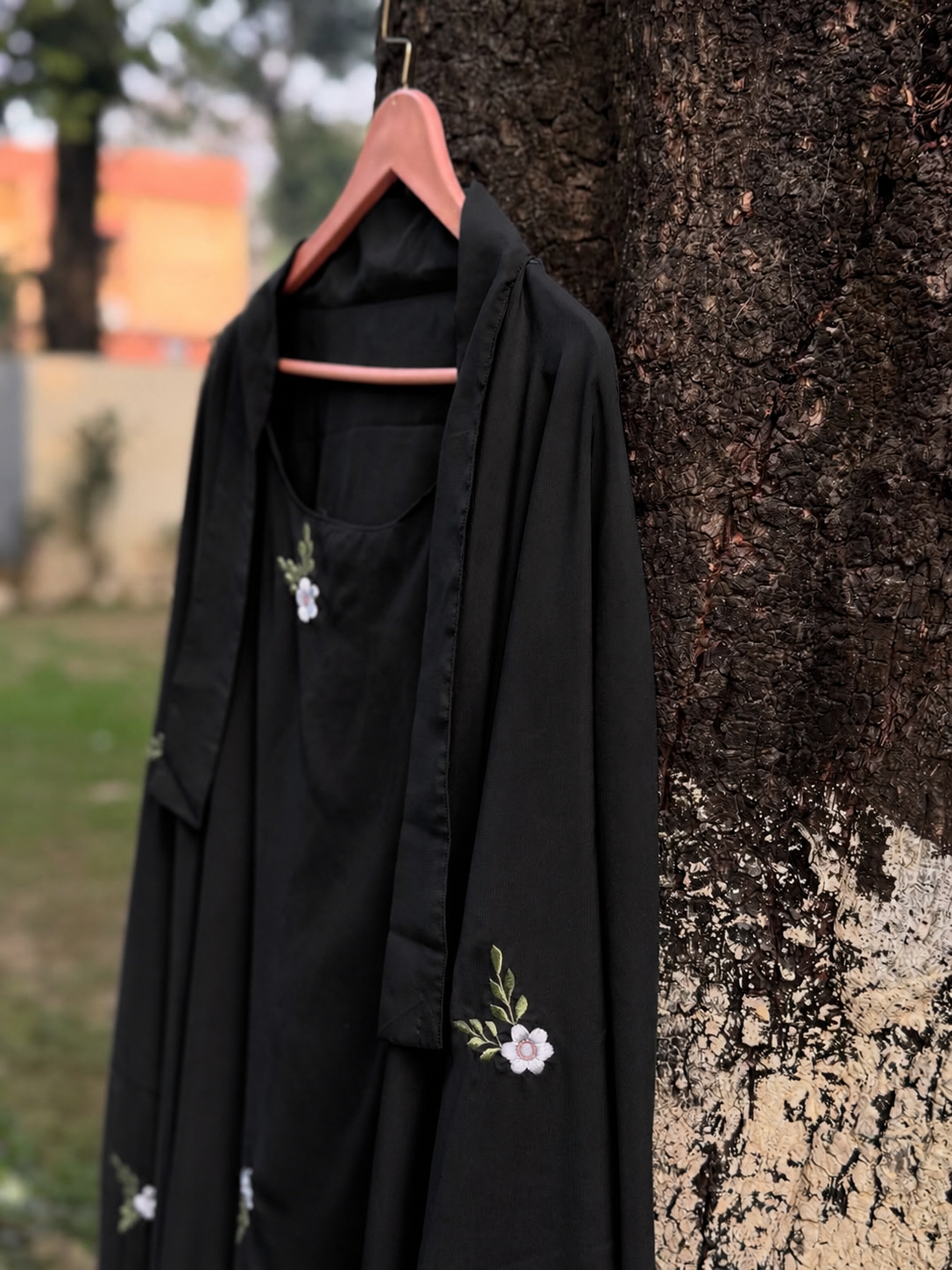 EMBROIDERED 3 PIECE (NAQAB , JILBAB & TROUSER) - Black