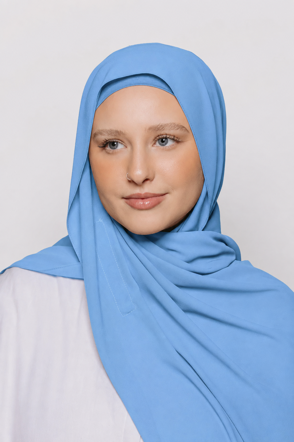 Built-in Magnet Hijab - Moonstone Blue