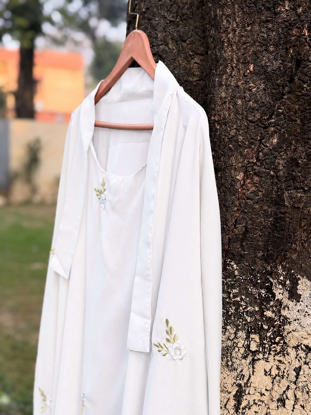 EMBROIDERED 3 PIECE (NAQAB , JILBAB & TROUSER) - White