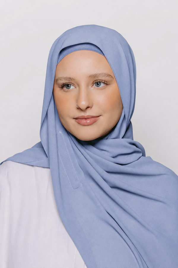 Built-in Magnet Hijab - Tealish Blue