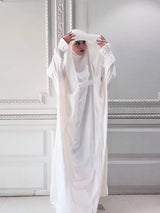 Saudi Classic Jilbab – Wool Peach-WHITE
