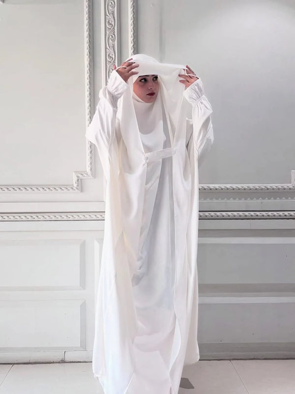 Saudi Classic Jilbab – Wool Peach-WHITE