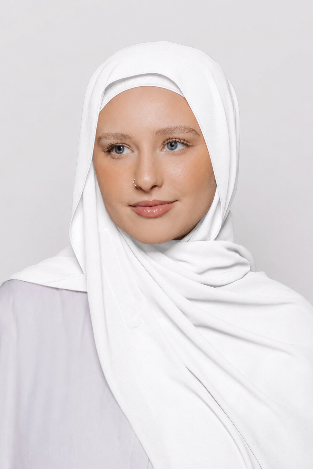 Built-in Magnet Hijab - White