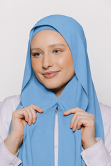 Built-in Magnet Hijab - Moonstone Blue