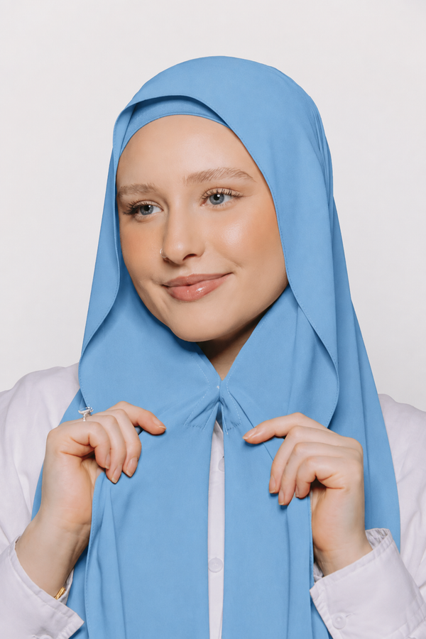 Built-in Magnet Hijab - Moonstone Blue