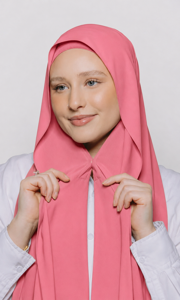 Built-in Magnet Hijab - Rosy Pink