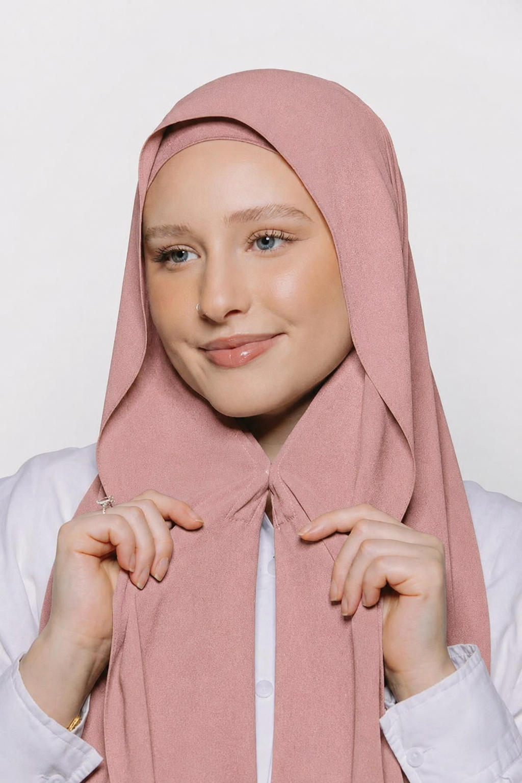 Built-in Magnet Hijab - Dusty Pink
