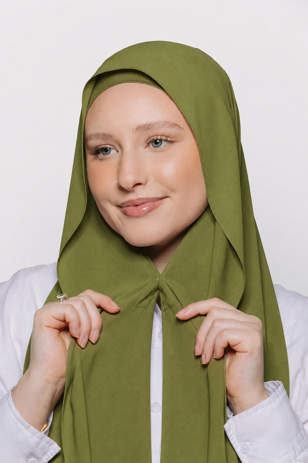 Built-in Magnet Hijab - Khaki Green