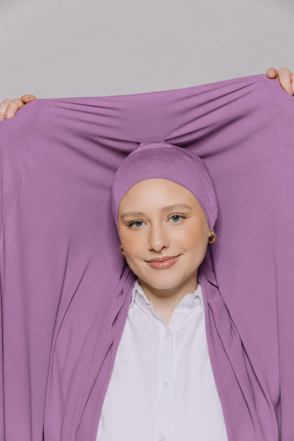 Built-in Magnet Hijab - Soft Purple