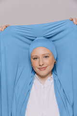 Built-in Magnet Hijab - Moonstone Blue