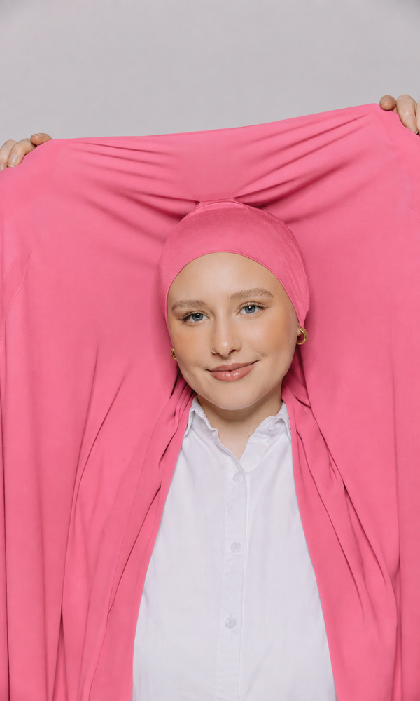 Built-in Magnet Hijab - Rosy Pink