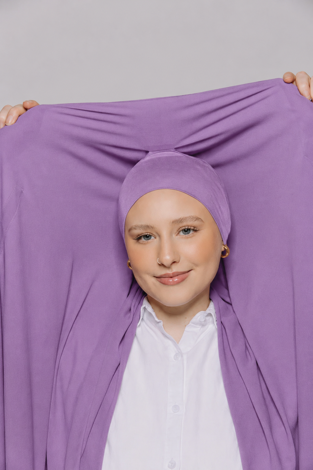 Built-in Magnet Hijab - Dusty Lavender