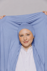 Built-in Magnet Hijab - Tealish Blue