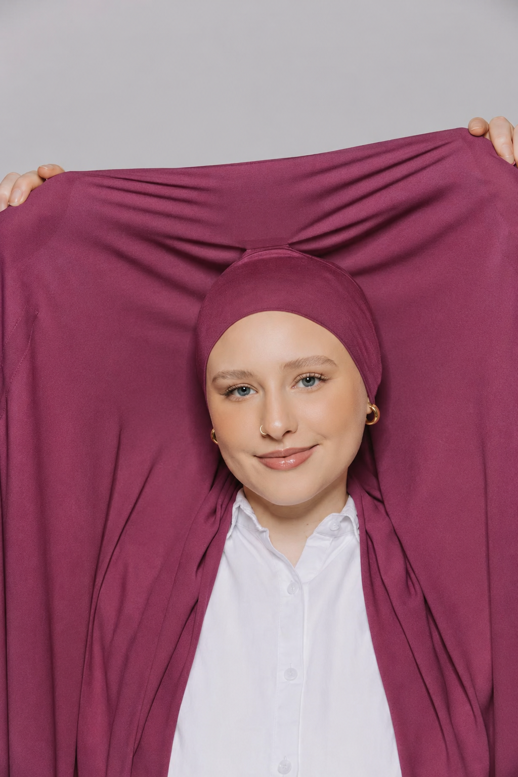 Built-in Magnet Hijab - Light Burgundy