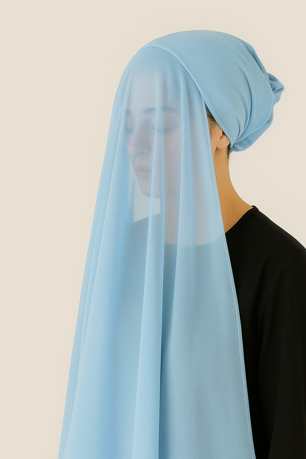 Instant Hijab with Stitched Cap - SKY BLUE