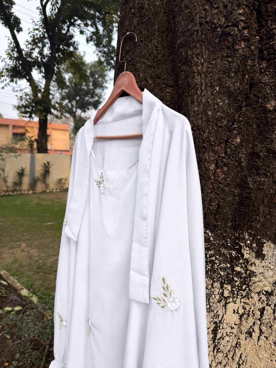 EMBROIDERED 3 PIECE (NAQAB , JILBAB & TROUSER) - White