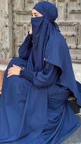 Soft Nida Snowy Abaya (Comfy Luxe)- Navy Blue