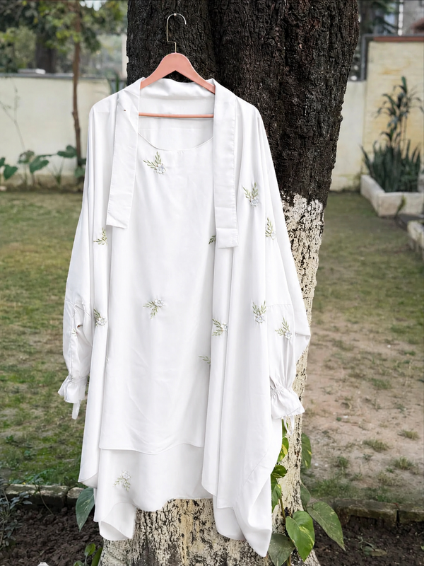 EMBROIDERED 3 PIECE (NAQAB , JILBAB & TROUSER) - White