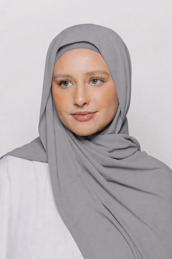 Built-in Magnet Hijab - Frosted Gray