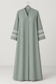 Lace Edit Front open Abaya- Greenish Grey