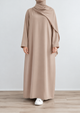 PLAIN MAXI ABAYA VOLUME 1 (Dual Pocket)  - ALMOND SILK