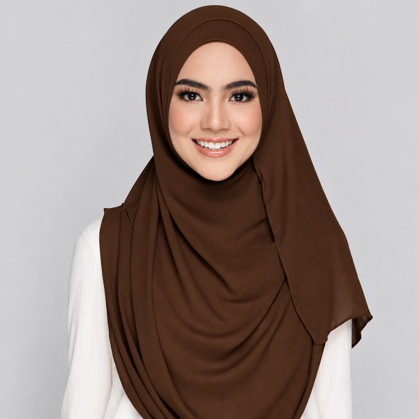 Instant Hijab with 2 Loops - BROWN