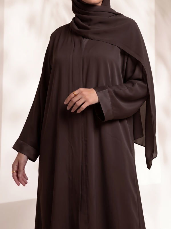 Rs. 1,599 – Everyday Plain Front Open Abaya - Brown Bark