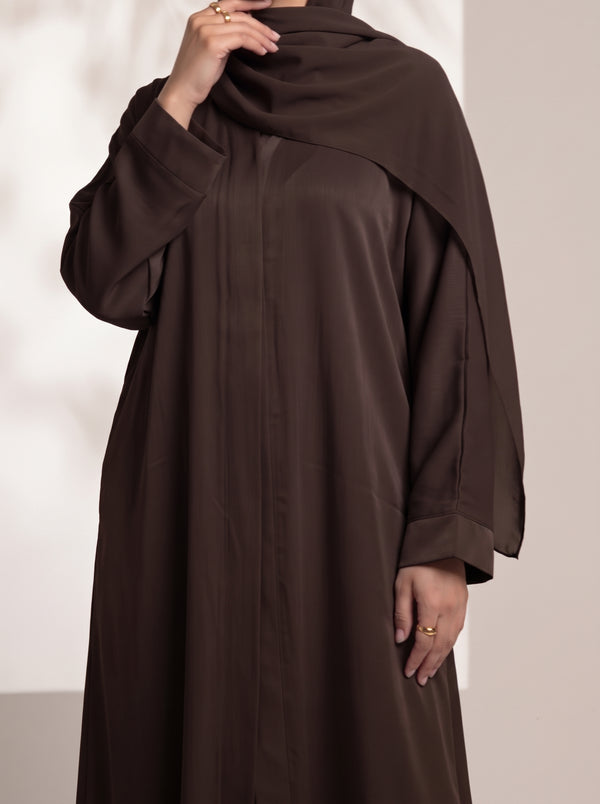 Rs. 1,599 – Everyday Plain Front Open Abaya - Brown Bark