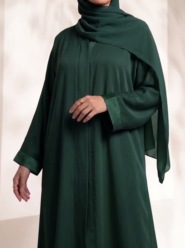 Rs. 1,599 – Everyday Plain Front Open Abaya - Timber Green