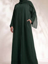 Rs. 1,599 – Everyday Plain Front Open Abaya - Timber Green