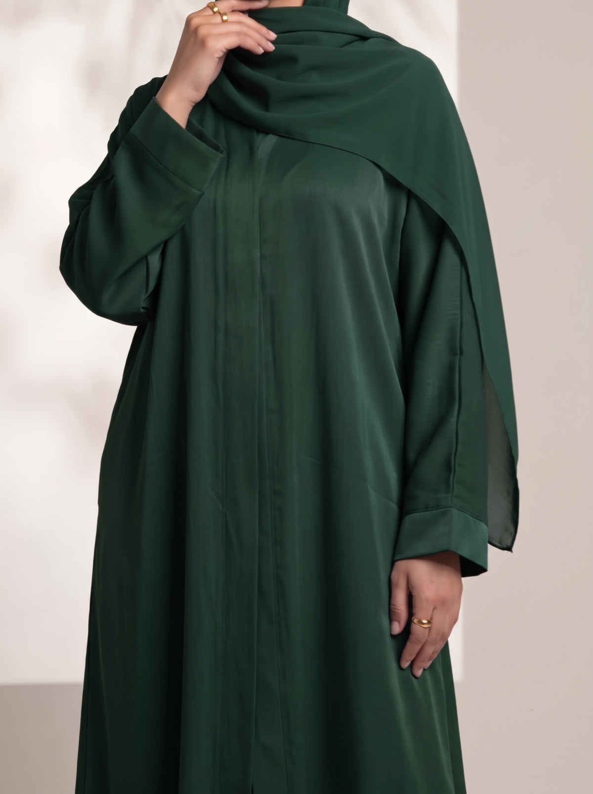 Rs. 1,599 – Everyday Plain Front Open Abaya - Timber Green