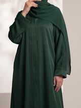 Rs. 1,599 – Everyday Plain Front Open Abaya - Timber Green