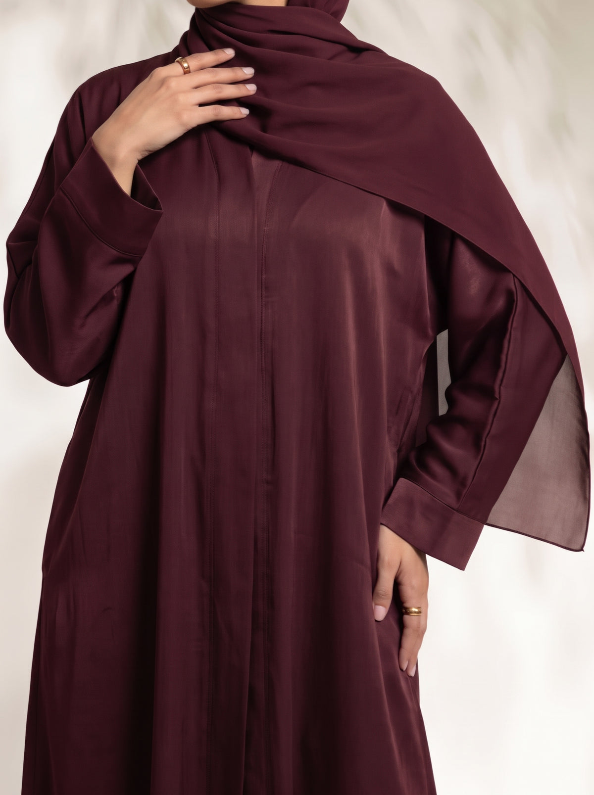 Rs. 1,599 – Everyday Plain Front Open Abaya - Dark Garnet