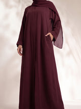 Rs. 1,599 – Everyday Plain Front Open Abaya - Dark Garnet
