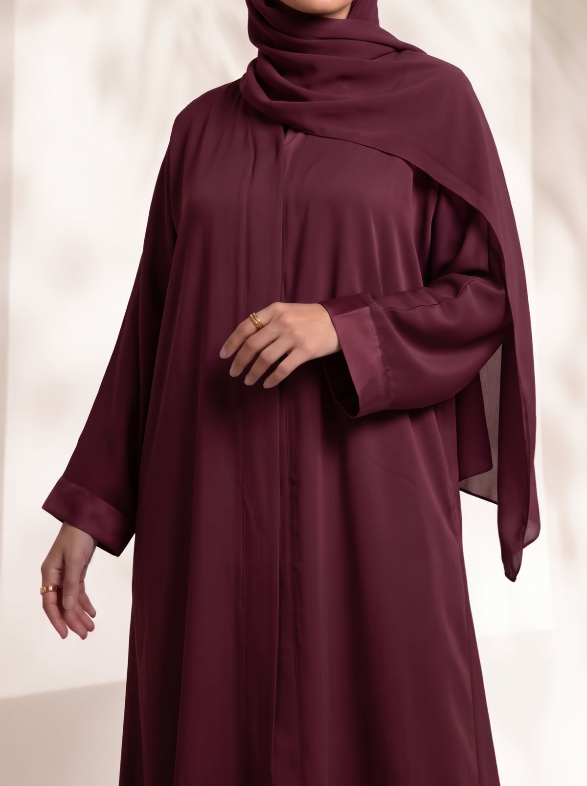 Rs. 1,599 – Everyday Plain Front Open Abaya - Dark Garnet