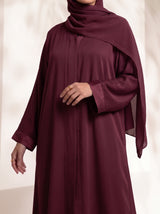 Rs. 1,599 – Everyday Plain Front Open Abaya - Dark Garnet