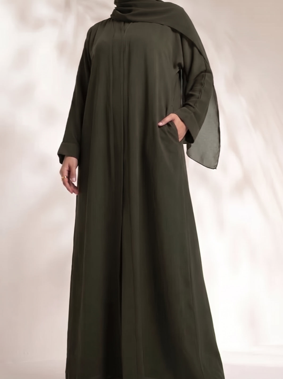 Rs. 1,599 – Everyday Plain Front Open Abaya - Rifle Green