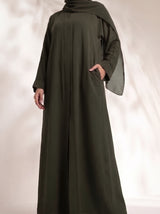 Rs. 1,599 – Everyday Plain Front Open Abaya - Rifle Green