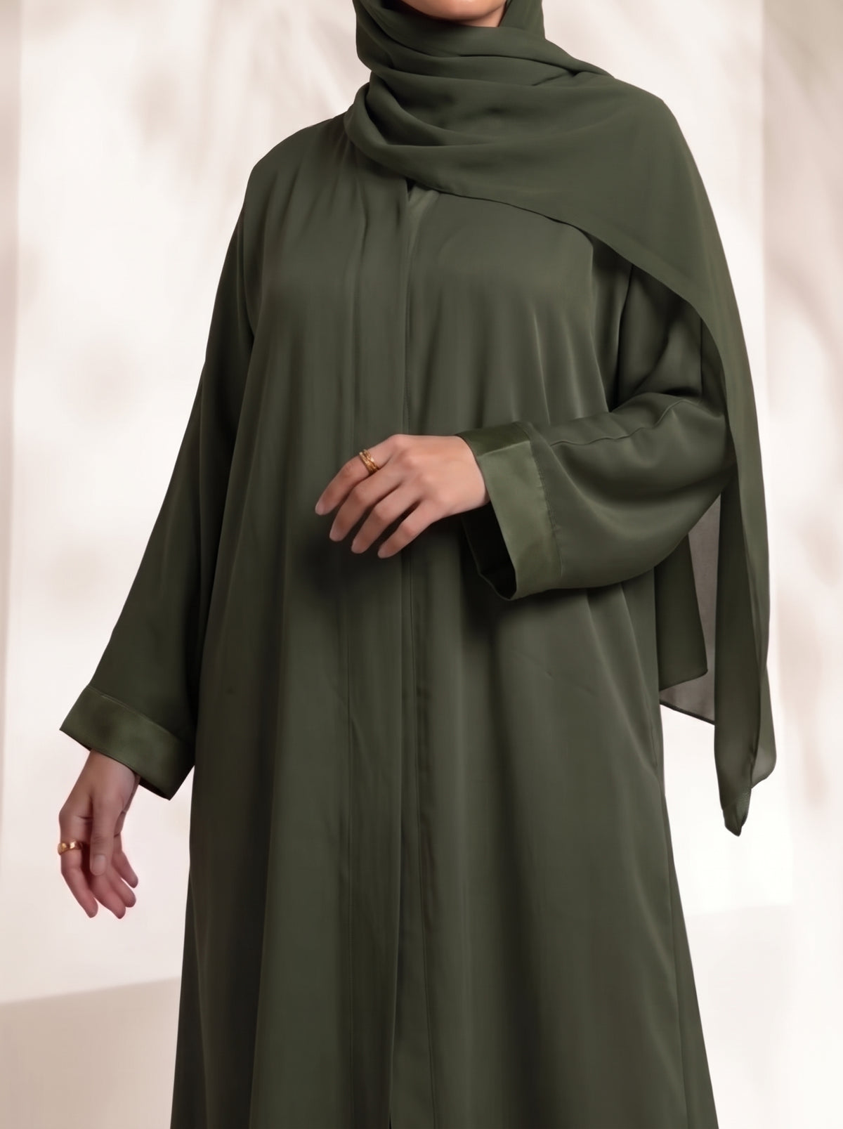 Rs. 1,599 – Everyday Plain Front Open Abaya - Rifle Green