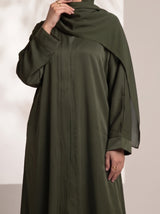 Rs. 1,599 – Everyday Plain Front Open Abaya - Rifle Green