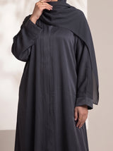 Rs. 1,599 – Everyday Plain Front Open Abaya - Graphite Mist