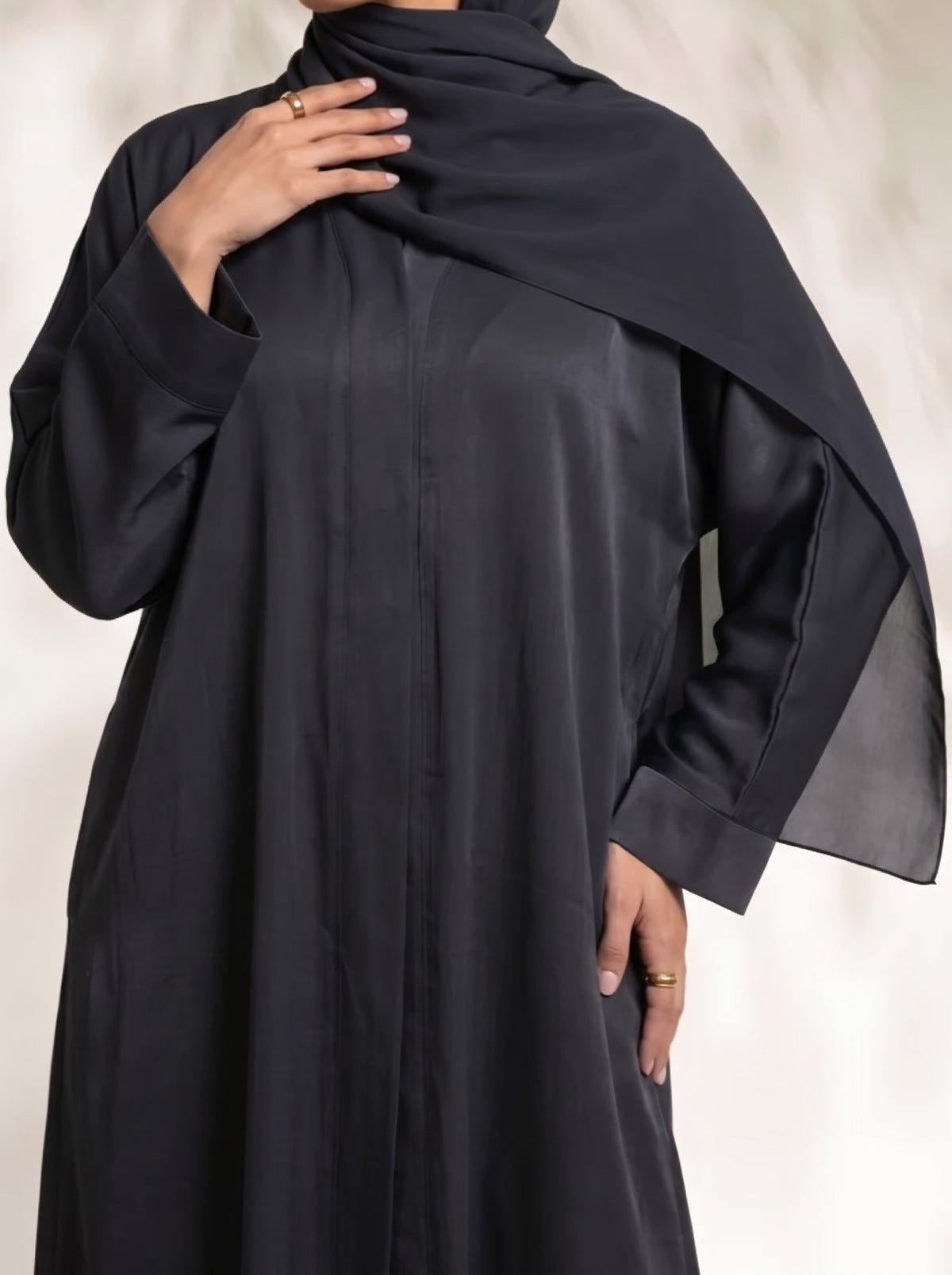 Rs. 1,599 – Everyday Plain Front Open Abaya - Graphite Mist
