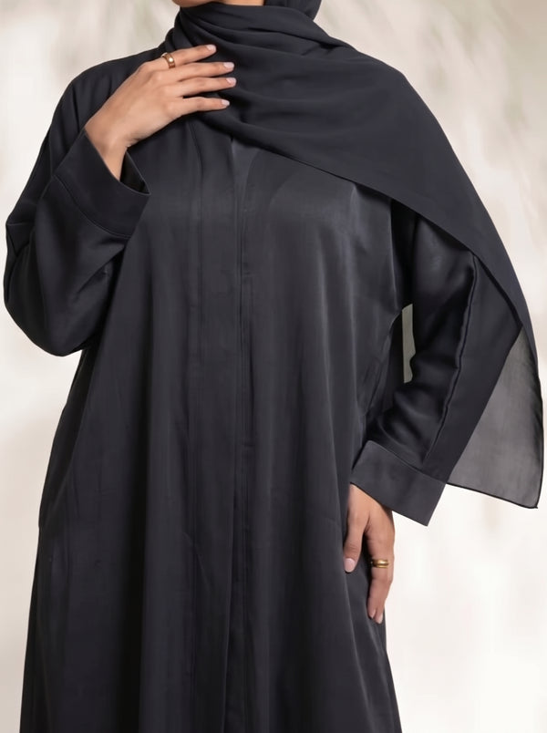 Rs. 1,599 – Everyday Plain Front Open Abaya - Graphite Mist